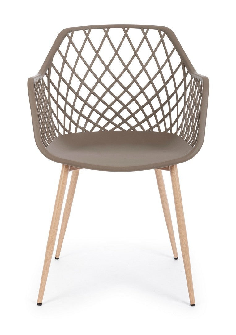 Set 4 scaune din plastic cu picioare metalice Optik Grej / Natural, l58xA54xH85,5 cm (3)