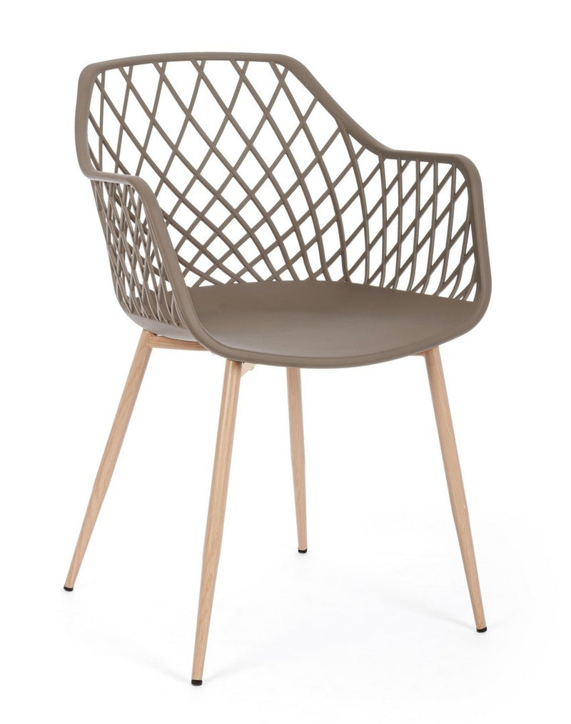 Set 4 scaune din plastic cu picioare metalice Optik Grej / Natural, l58xA54xH85,5 cm (2)