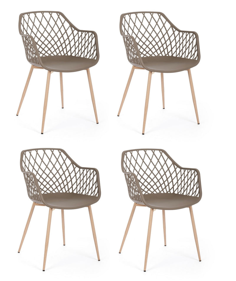 Set 4 scaune din plastic cu picioare metalice Optik Grej / Natural, l58xA54xH85,5 cm