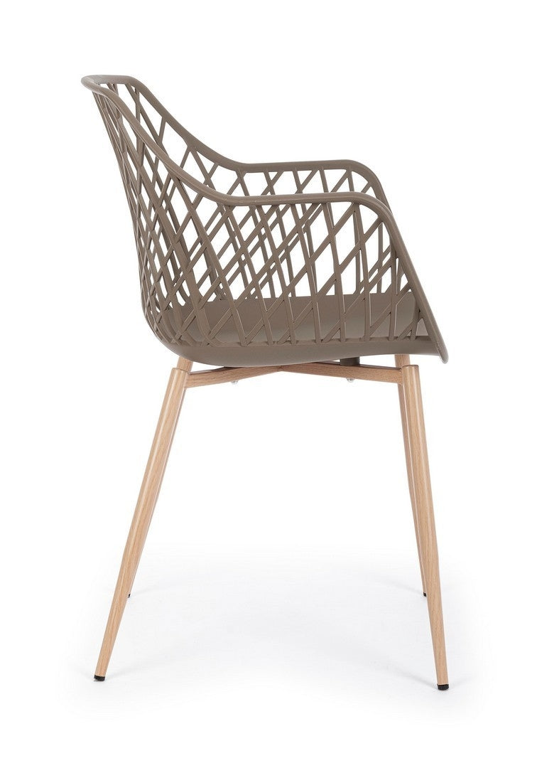 Set 4 scaune din plastic cu picioare metalice Optik Grej / Natural, l58xA54xH85,5 cm (5)