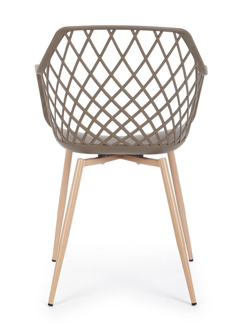 Set 4 scaune din plastic cu picioare metalice Optik Grej / Natural, l58xA54xH85,5 cm (4)