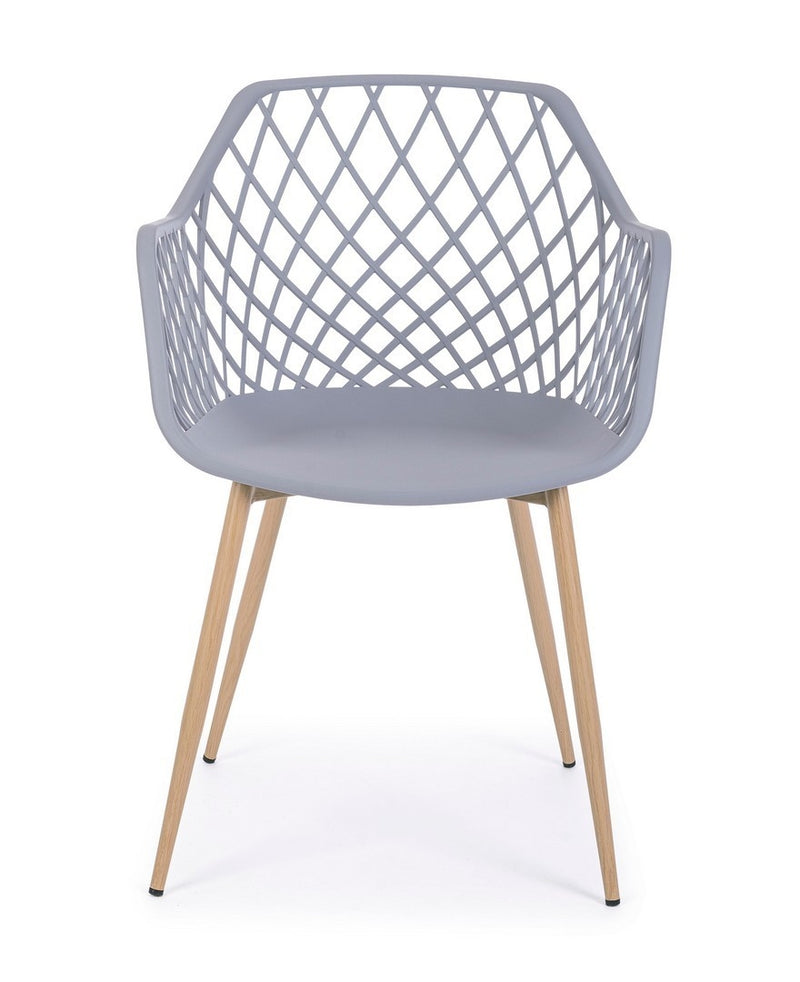 Set 4 scaune din plastic cu picioare metalice Optik Gri / Natural, l58xA54xH85,5 cm (3)