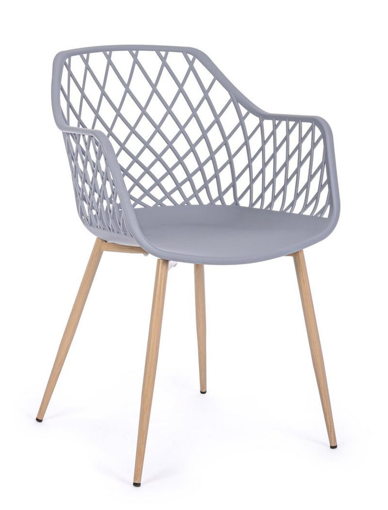 Set 4 scaune din plastic cu picioare metalice Optik Gri / Natural, l58xA54xH85,5 cm (2)