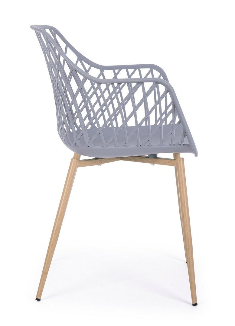 Set 4 scaune din plastic cu picioare metalice Optik Gri / Natural, l58xA54xH85,5 cm (5)
