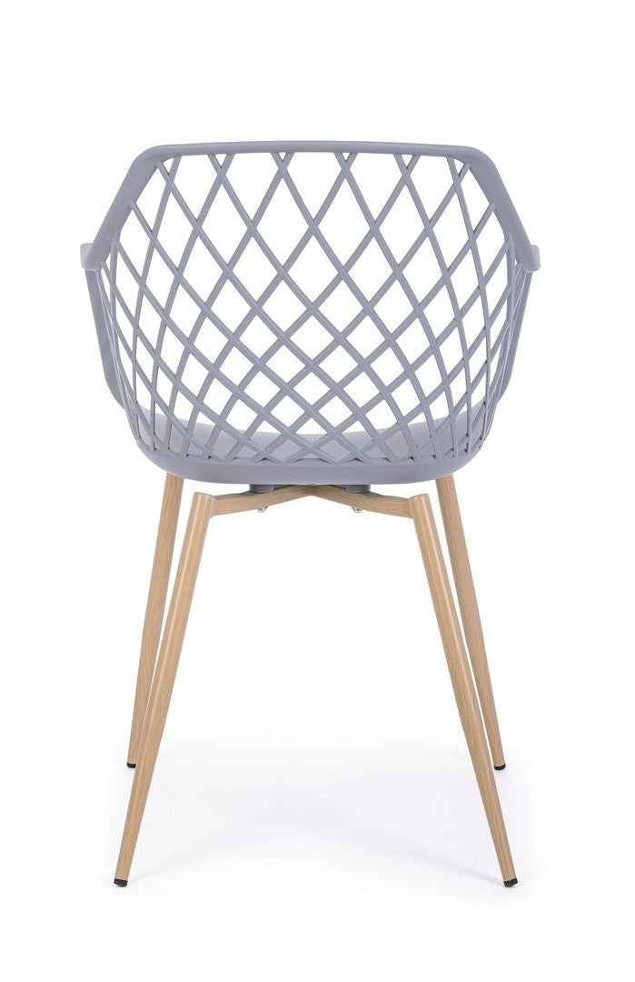 Set 4 scaune din plastic cu picioare metalice Optik Gri / Natural, l58xA54xH85,5 cm (4)