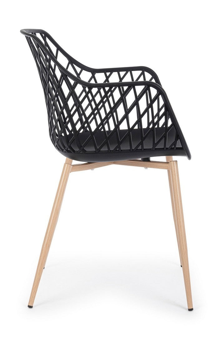 Set 4 scaune din plastic cu picioare metalice Optik Negru / Natural, l58xA54xH85,5 cm (5)