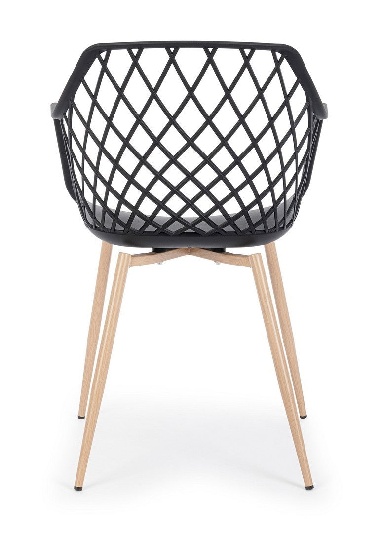 Set 4 scaune din plastic cu picioare metalice Optik Negru / Natural, l58xA54xH85,5 cm (4)