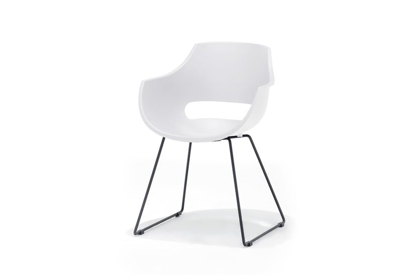 Set 4 scaune din plastic cu picioare metalice Rockville Skid Alb / Negru, l57xA58xH80 cm (6)