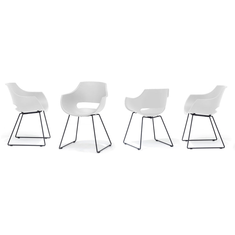 Set 4 scaune din plastic cu picioare metalice Rockville Skid Alb / Negru, l57xA58xH80 cm (3)