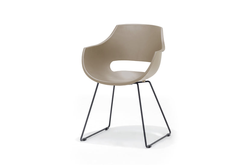 Set 4 scaune din plastic cu picioare metalice Rockville Skid Capuccino / Negru, l57xA58xH80 cm (7)