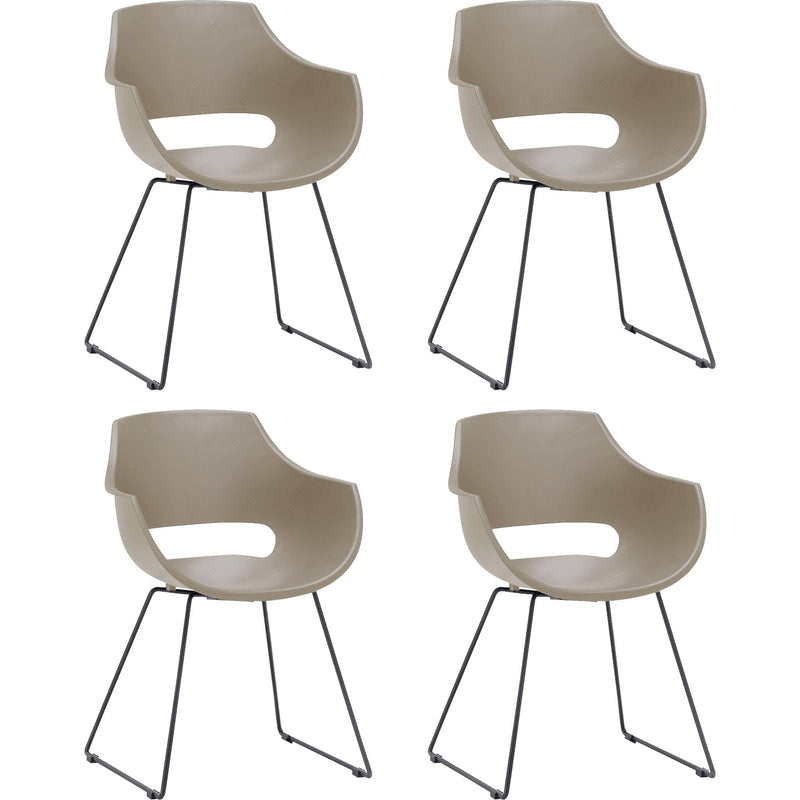 Set 4 scaune din plastic cu picioare metalice Rockville Skid Capuccino / Negru, l57xA58xH80 cm