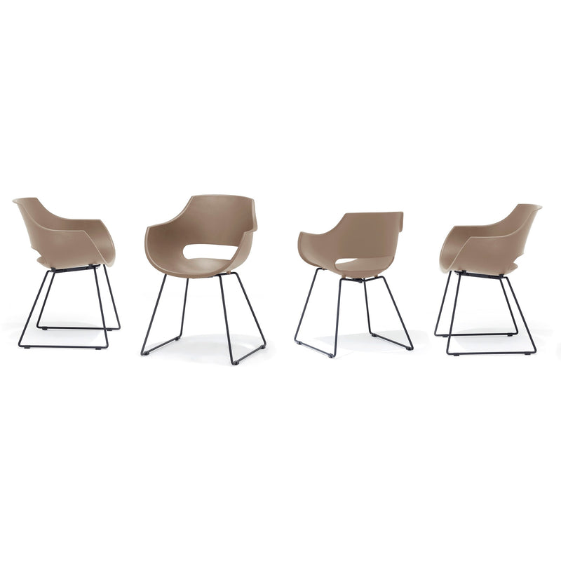 Set 4 scaune din plastic cu picioare metalice Rockville Skid Capuccino / Negru, l57xA58xH80 cm (4)