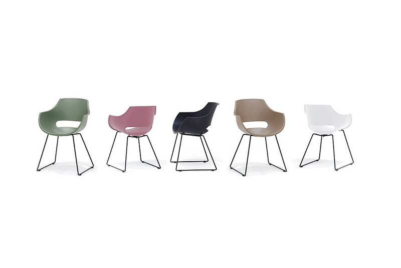 Set 4 scaune din plastic cu picioare metalice Rockville Skid Capuccino / Negru, l57xA58xH80 cm (3)