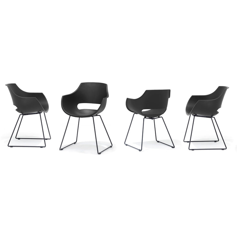 Set 4 scaune din plastic cu picioare metalice Rockville Skid Negru, l57xA58xH80 cm (2)