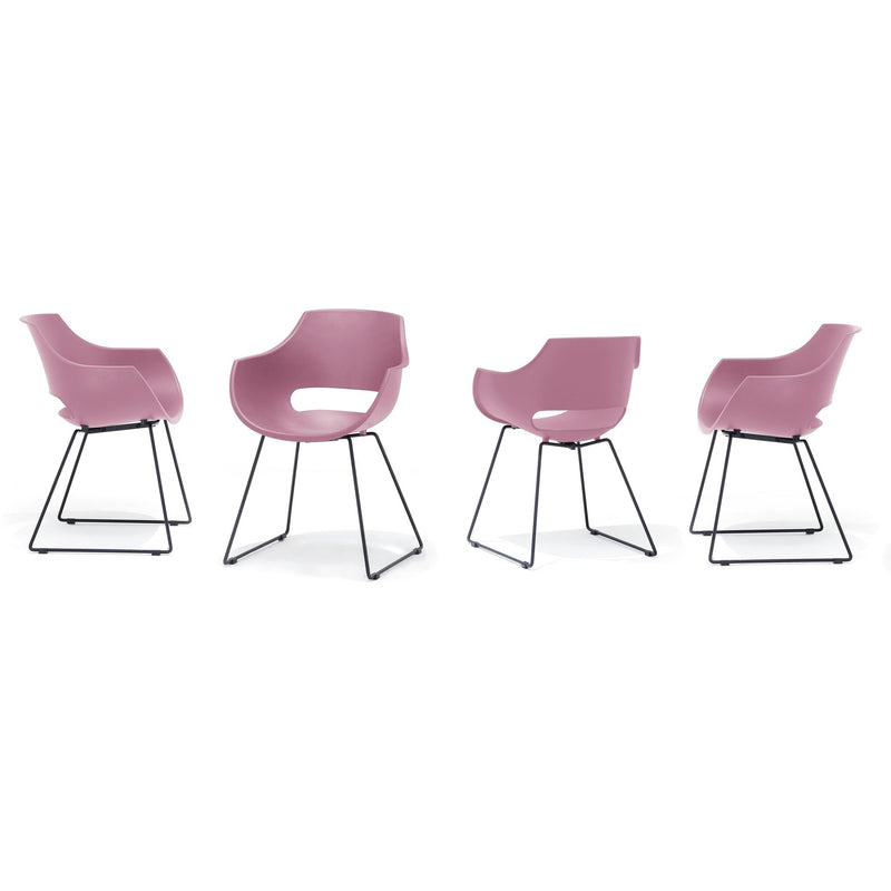 Set 4 scaune din plastic cu picioare metalice Rockville Skid Roz / Negru, l57xA58xH80 cm (4)
