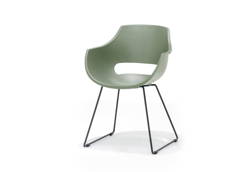 Set 4 scaune din plastic cu picioare metalice Rockville Skid Verde / Negru, l57xA58xH80 cm (6)