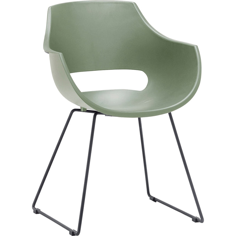 Set 4 scaune din plastic cu picioare metalice Rockville Skid Verde / Negru, l57xA58xH80 cm (4)