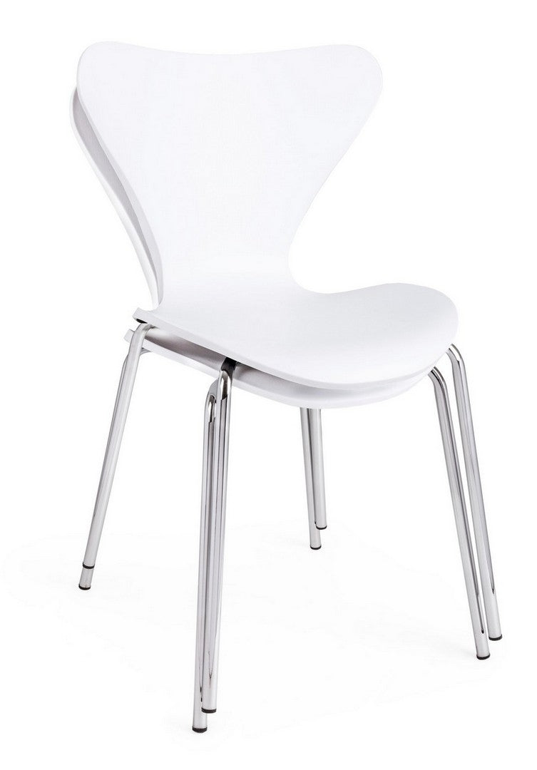 Set 4 scaune din plastic cu picioare metalice Tessa Alb / Crom, l50xA49,5xH82 cm (5)