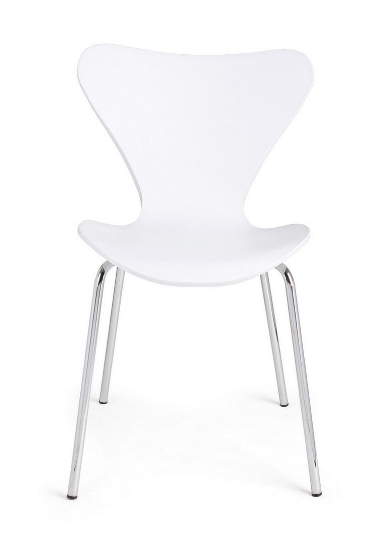 Set 4 scaune din plastic cu picioare metalice Tessa Alb / Crom, l50xA49,5xH82 cm (2)