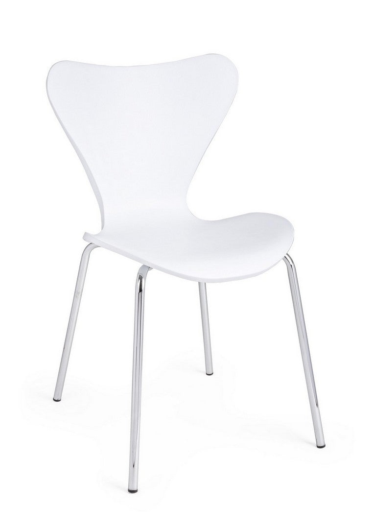 Set 4 scaune din plastic cu picioare metalice Tessa Alb / Crom, l50xA49,5xH82 cm (1)