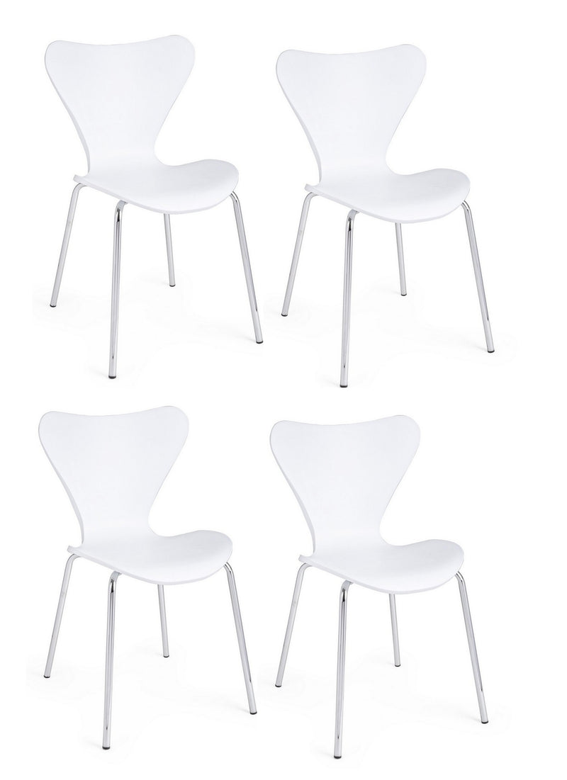 Set 4 scaune din plastic cu picioare metalice Tessa Alb / Crom, l50xA49,5xH82 cm