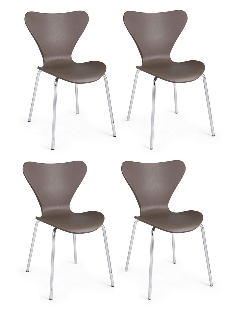 Set 4 scaune din plastic cu picioare metalice Tessa Camel / Crom, l50xA49,5xH82 cm