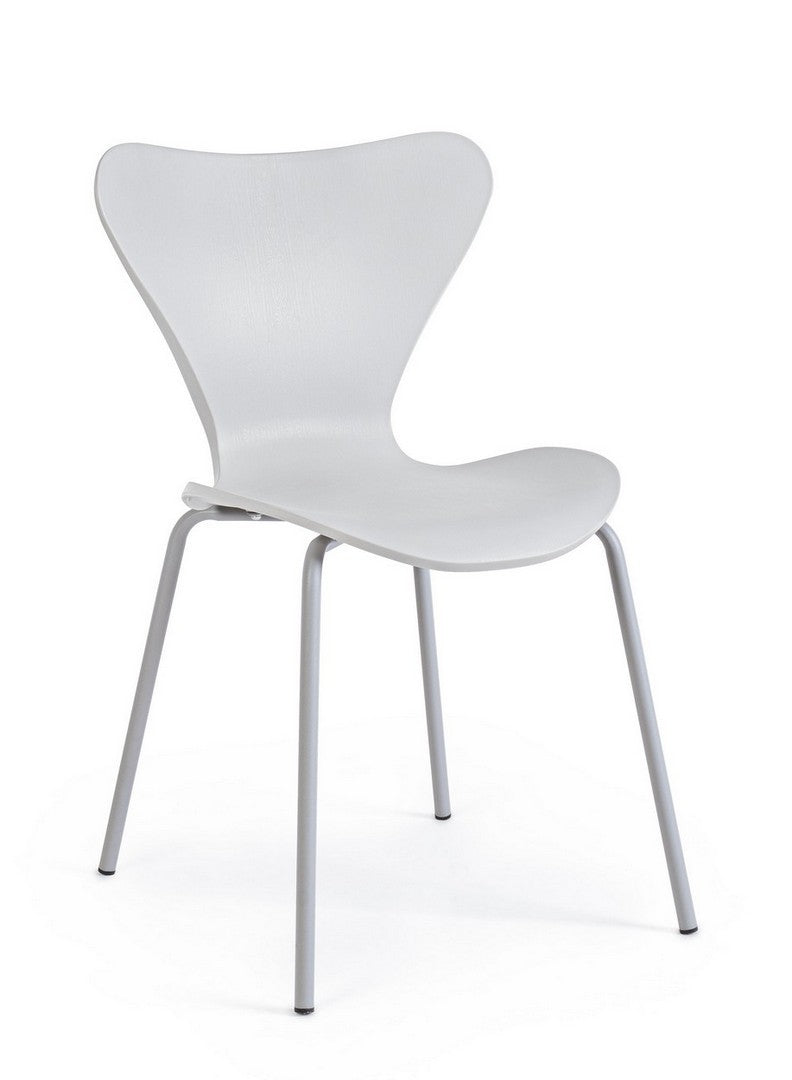 Set 4 scaune din plastic cu picioare metalice Tessa Gri Deschis, l50xA49,5xH82 cm (1)