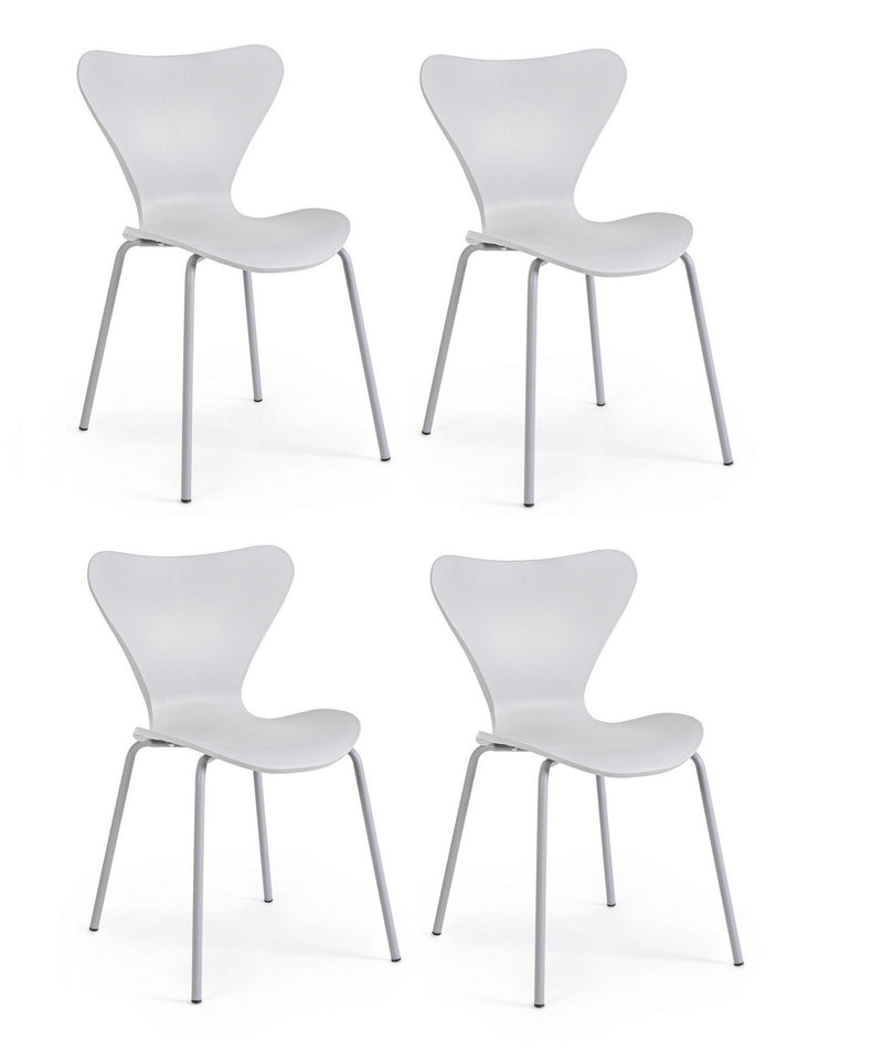 Set 4 scaune din plastic cu picioare metalice Tessa Gri Deschis, l50xA49,5xH82 cm