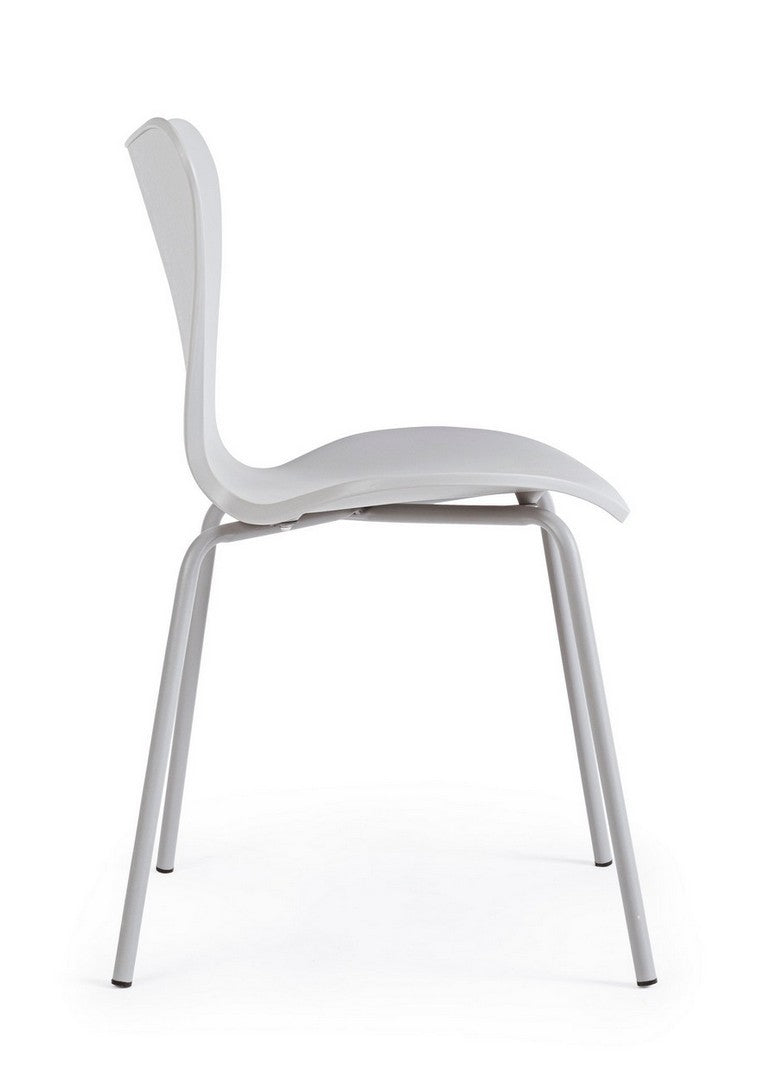 Set 4 scaune din plastic cu picioare metalice Tessa Gri Deschis, l50xA49,5xH82 cm (4)