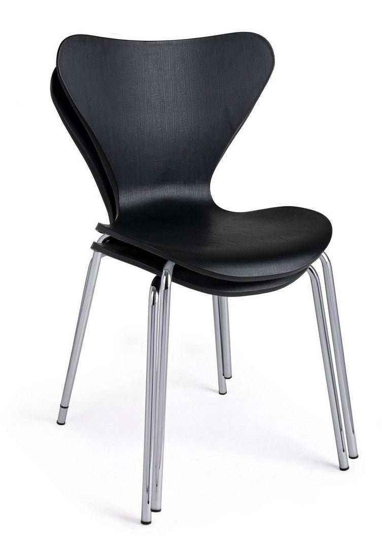 Set 4 scaune din plastic cu picioare metalice Tessa Negru / Crom, l50xA49,5xH82 cm (5)