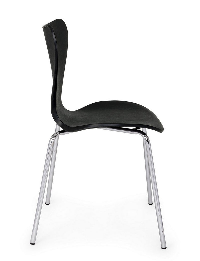 Set 4 scaune din plastic cu picioare metalice Tessa Negru / Crom, l50xA49,5xH82 cm (3)