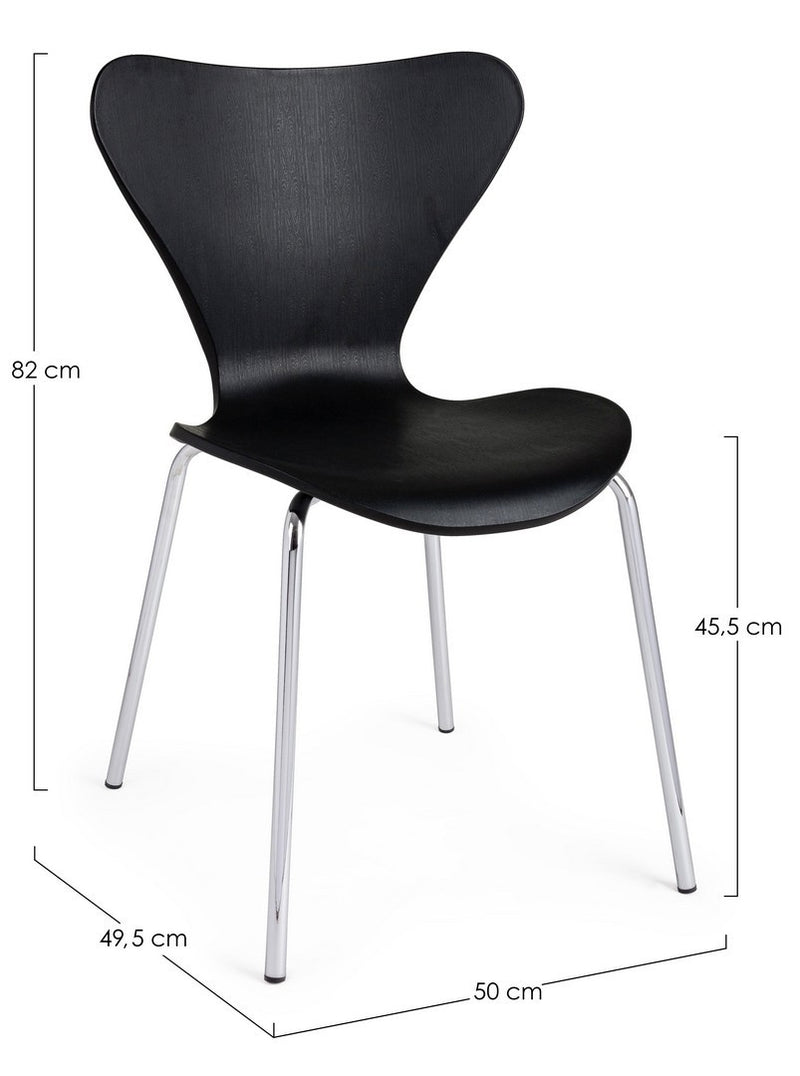 Set 4 scaune din plastic cu picioare metalice Tessa Negru / Crom, l50xA49,5xH82 cm (7)