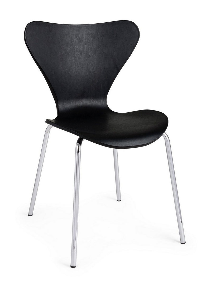 Set 4 scaune din plastic cu picioare metalice Tessa Negru / Crom, l50xA49,5xH82 cm (2)