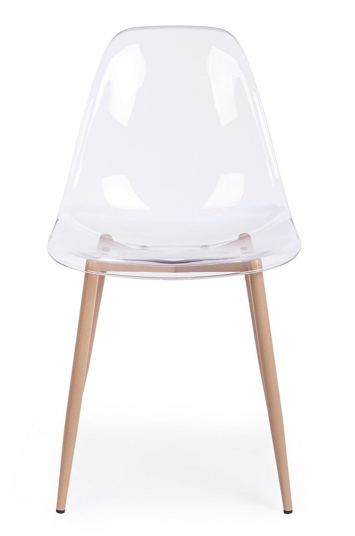 Set 4 scaune din plastic cu picioare metalice Mandy Transparent / Natural, l53xA46xH82 cm (4)