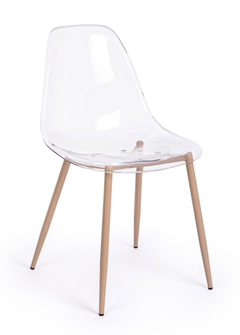 Set 4 scaune din plastic cu picioare metalice Mandy Transparent / Natural, l53xA46xH82 cm (2)