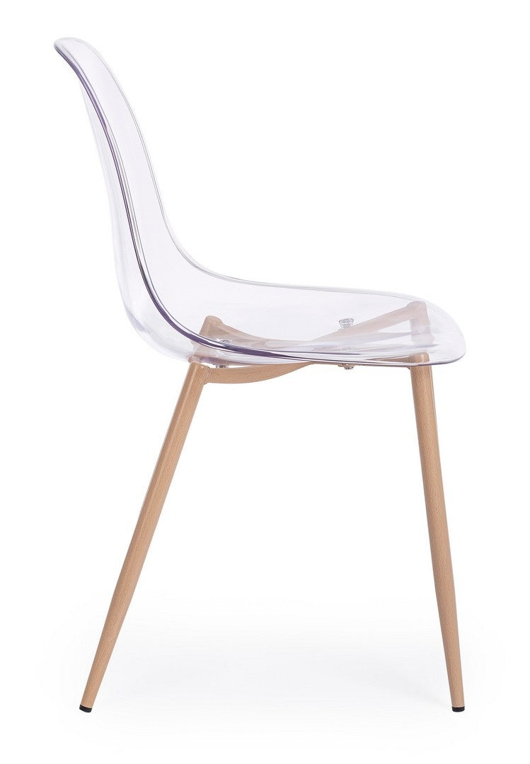 Set 4 scaune din plastic cu picioare metalice Mandy Transparent / Natural, l53xA46xH82 cm (3)
