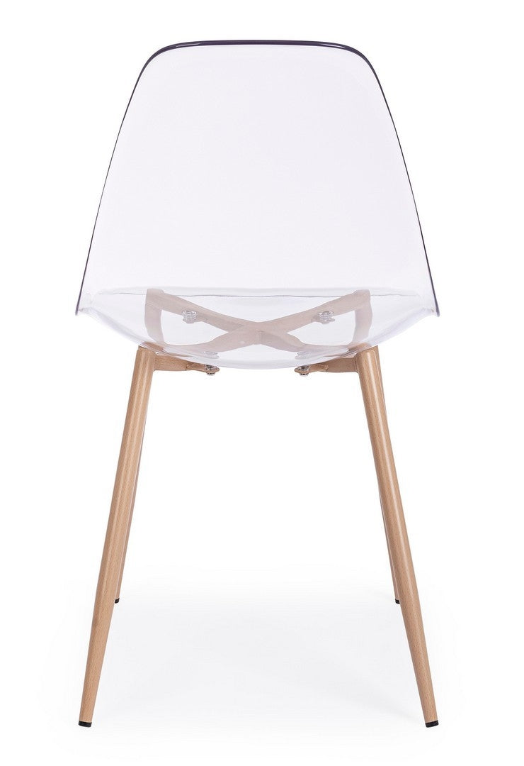 Set 4 scaune din plastic cu picioare metalice Mandy Transparent / Natural, l53xA46xH82 cm (5)