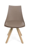 Set 4 scaune din plastic, sezut tapitat cu piele ecologica si picioare din lemn, Mayer Grej / Natural, l53xA47,5xH78,5 cm (3)
