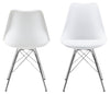 Set 4 scaune din plastic, sezut tapitat cu piele ecologica si picioare metalice Eris Alb / Crom, l48,5xA54xH85,5 cm (4)