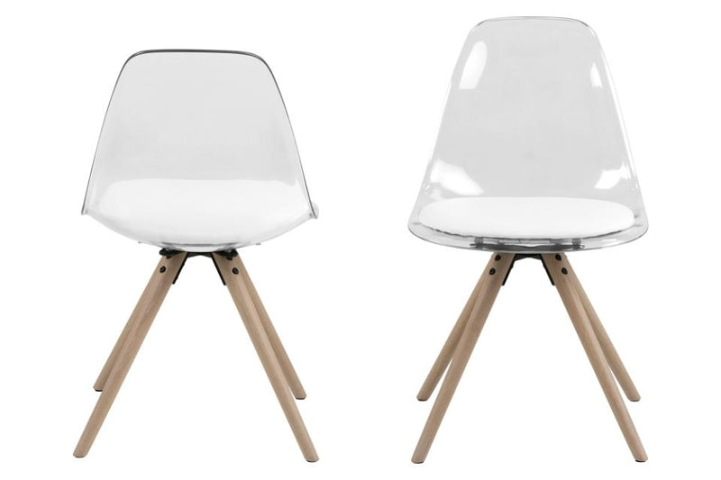 Set 4 scaune din plastic si picioare din lemn Hanning Alb, l47xA53xH81,5 cm (2)