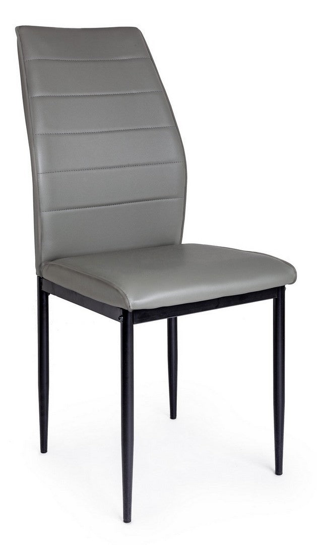 Set 4 scaune din PVC cu picioare metalice Raisa Gri / Negru, l42xA57xH97 cm (2)