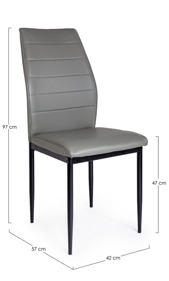 Set 4 scaune din PVC cu picioare metalice Raisa Gri / Negru, l42xA57xH97 cm (4)