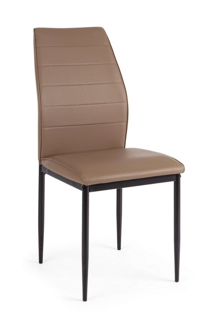 Set 4 scaune din PVC cu picioare metalice Raisa Maro / Negru, l42xA57xH97 cm (2)