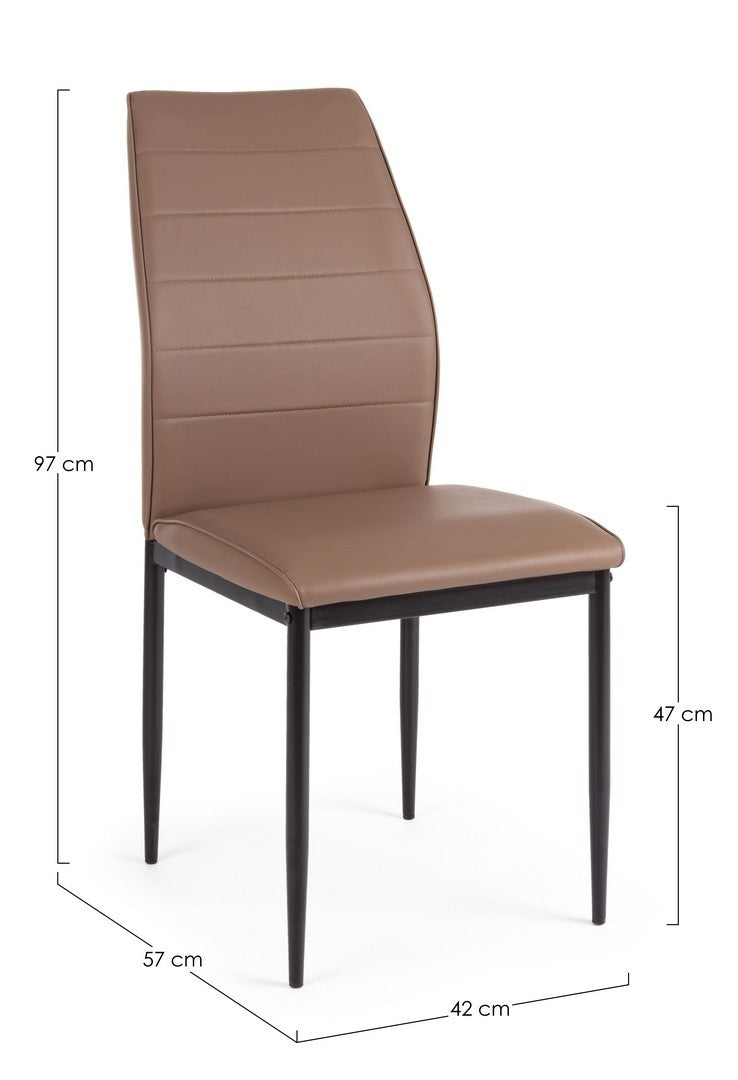 Set 4 scaune din PVC cu picioare metalice Raisa Maro / Negru, l42xA57xH97 cm (4)