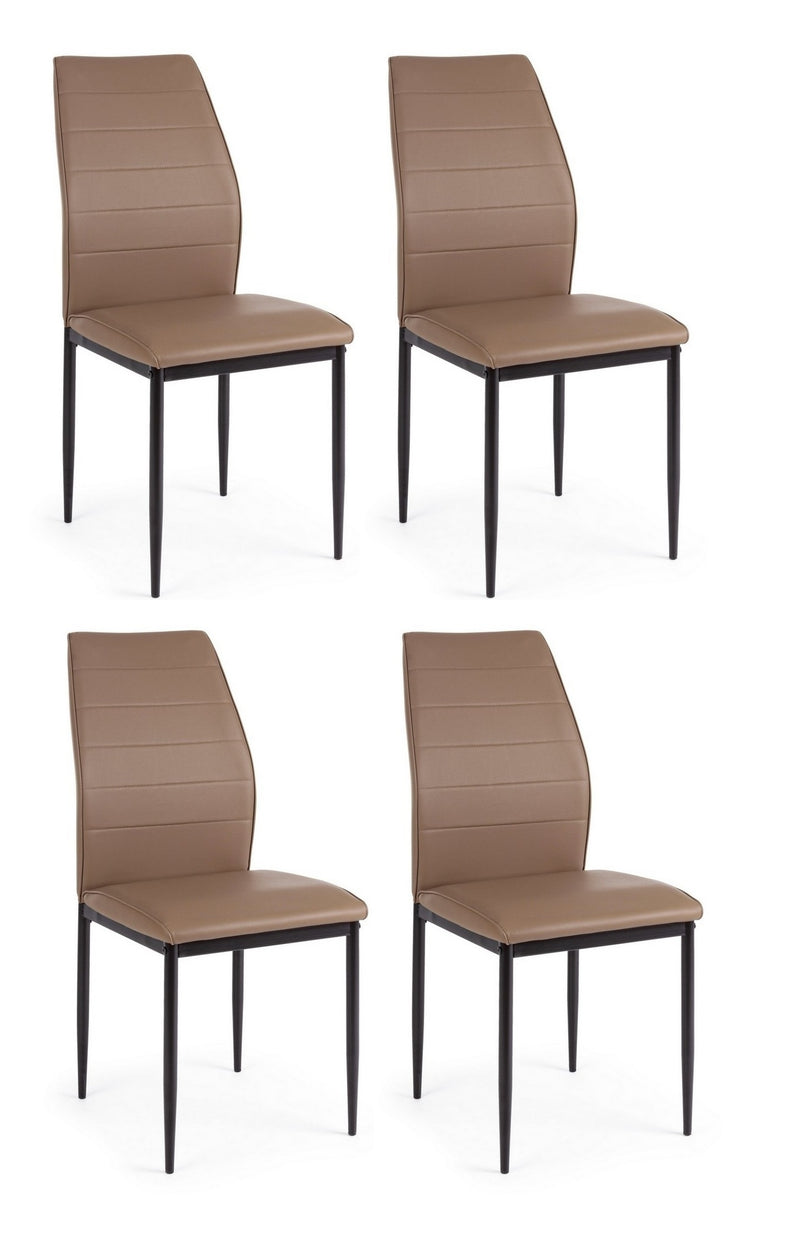 Set 4 scaune din PVC cu picioare metalice Raisa Maro / Negru, l42xA57xH97 cm