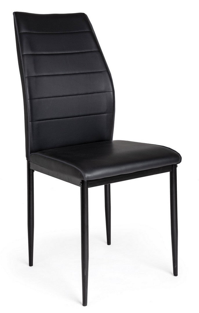 Set 4 scaune din PVC cu picioare metalice Raisa Negru, l42xA57xH97 cm (2)