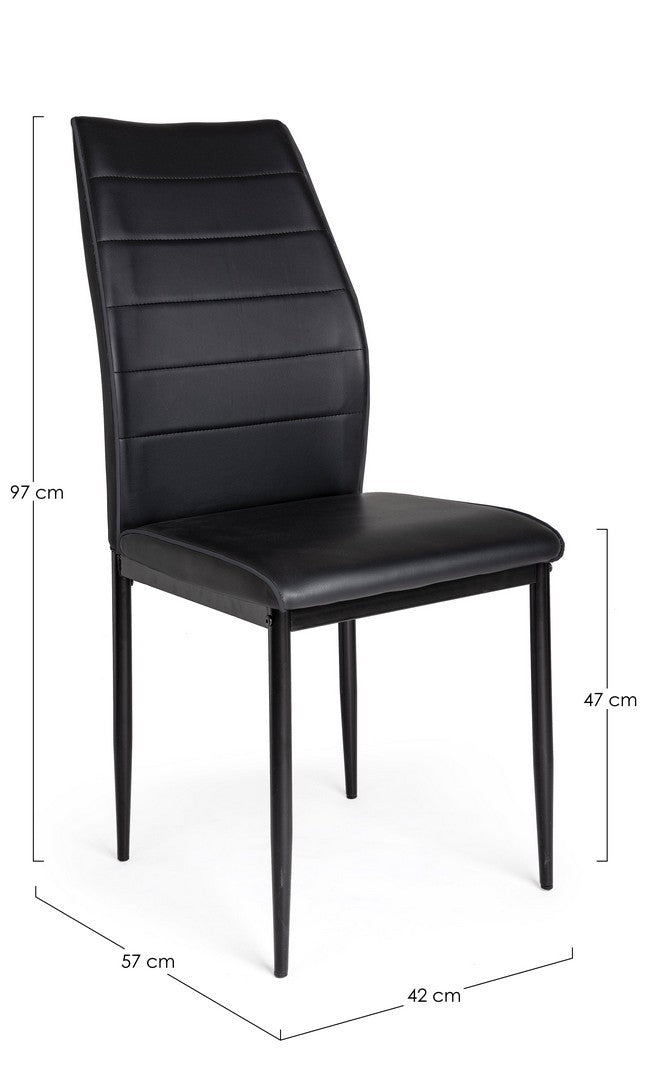 Set 4 scaune din PVC cu picioare metalice Raisa Negru, l42xA57xH97 cm (4)