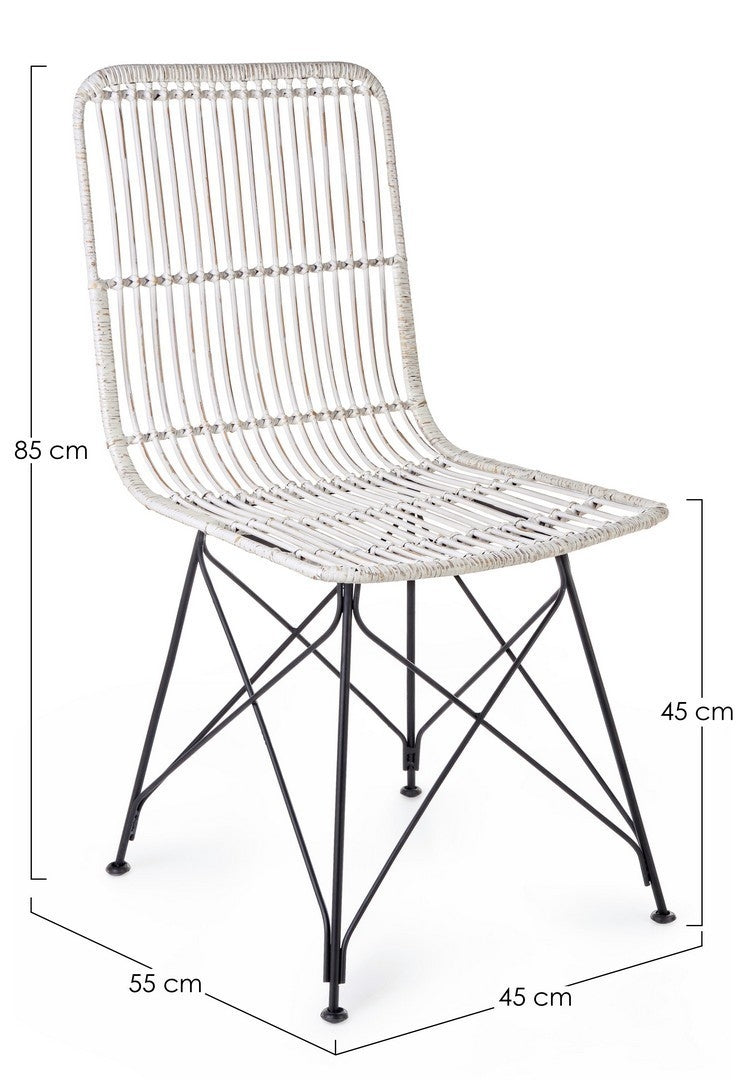 Set 4 scaune din ratan cu picioare metalice Lucila Alb, l45xA55xH85 cm (9)