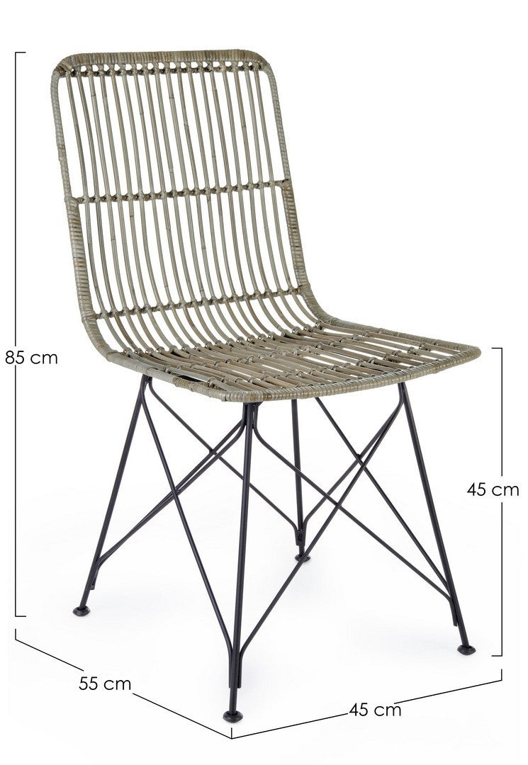 Set 4 scaune din ratan cu picioare metalice Lucila Gri, l45xA55xH85 cm (8)