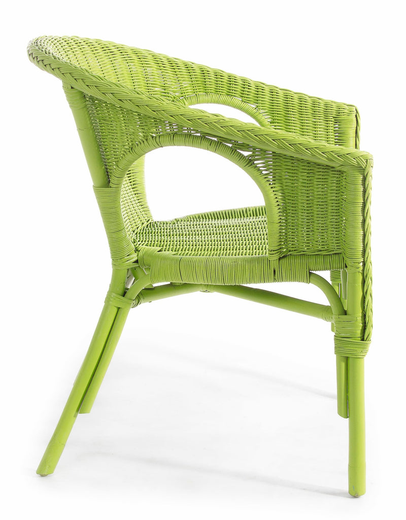 Set 4 scaune pentru gradina / terasa, din ratan si rachita, Alliss Lime, l58xA61xH74 cm (2)